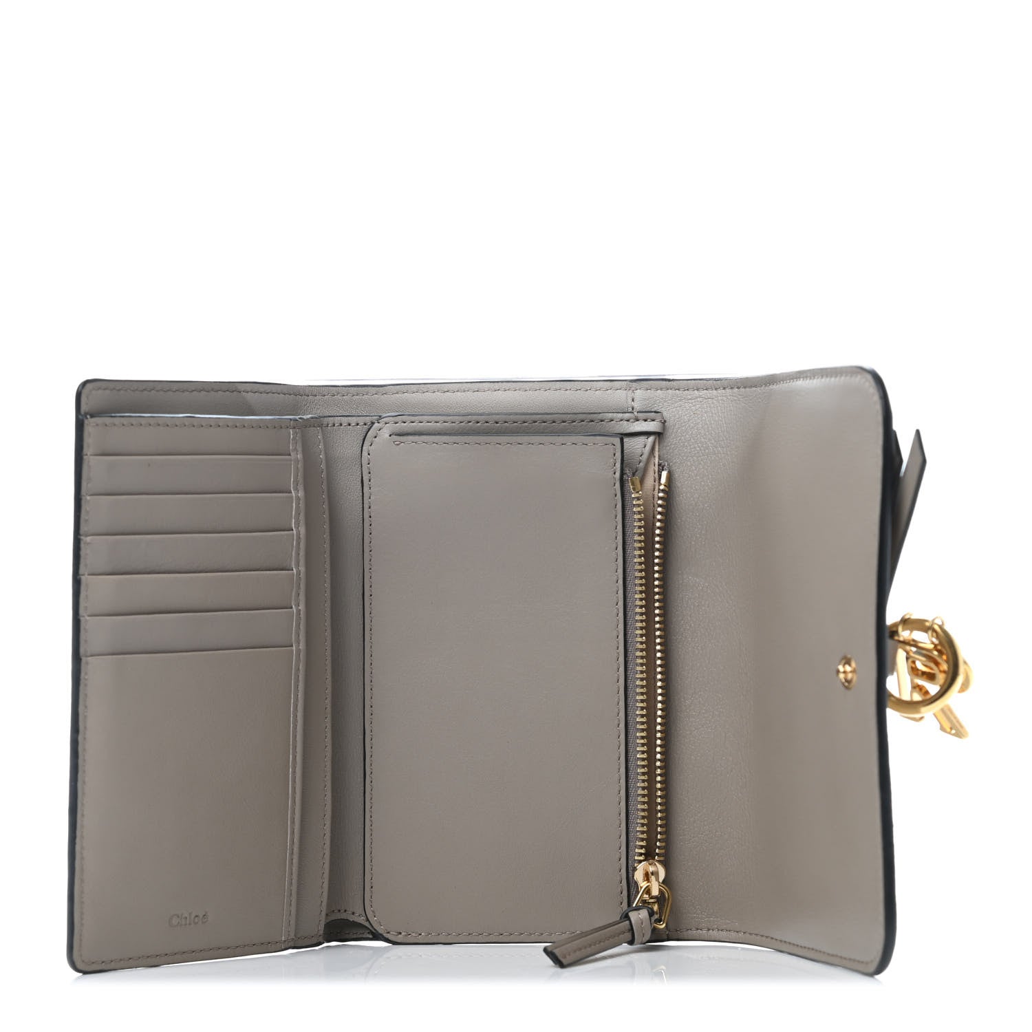 Chloe Smooth Calfskin Alphabet "R" Compact Wallet Motty Grey 4 of 4
