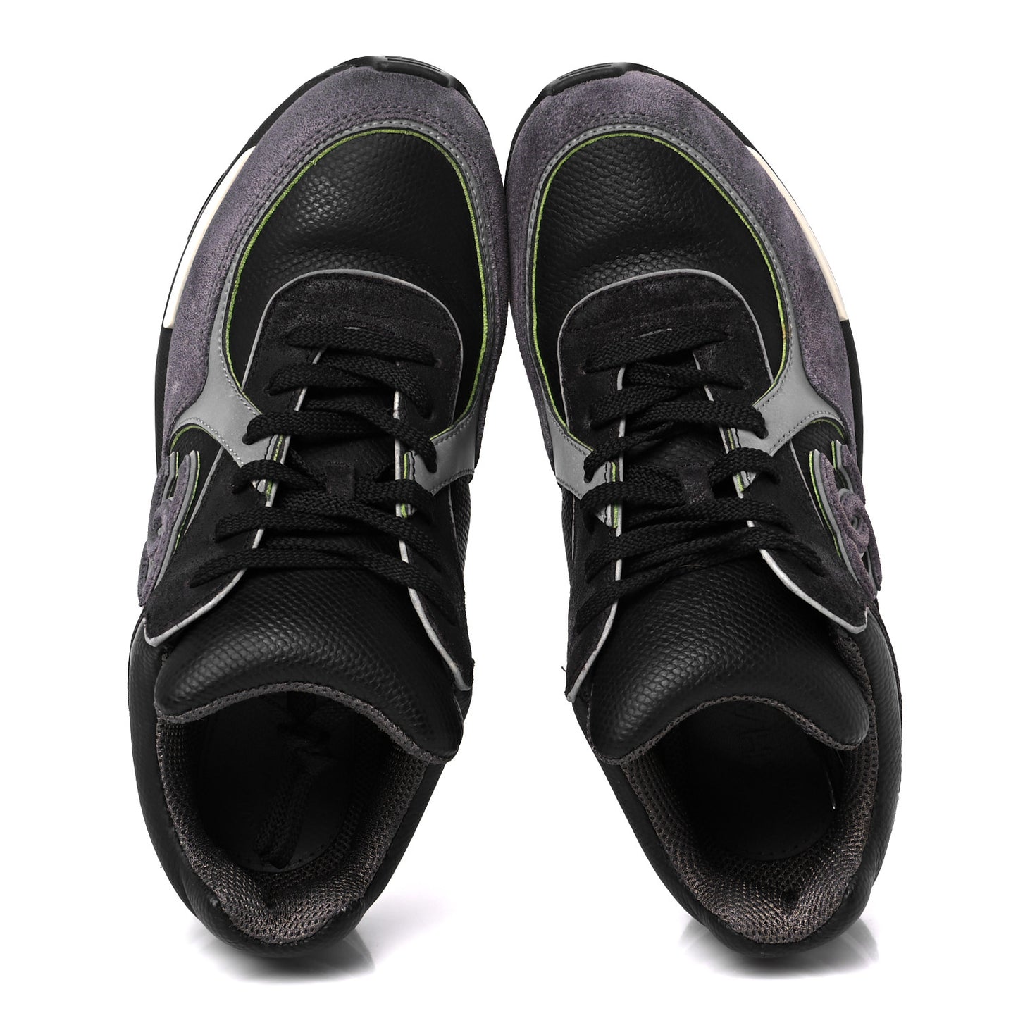 Calfskin Suede CC Sneakers 36.5 Black Dark Grey Green