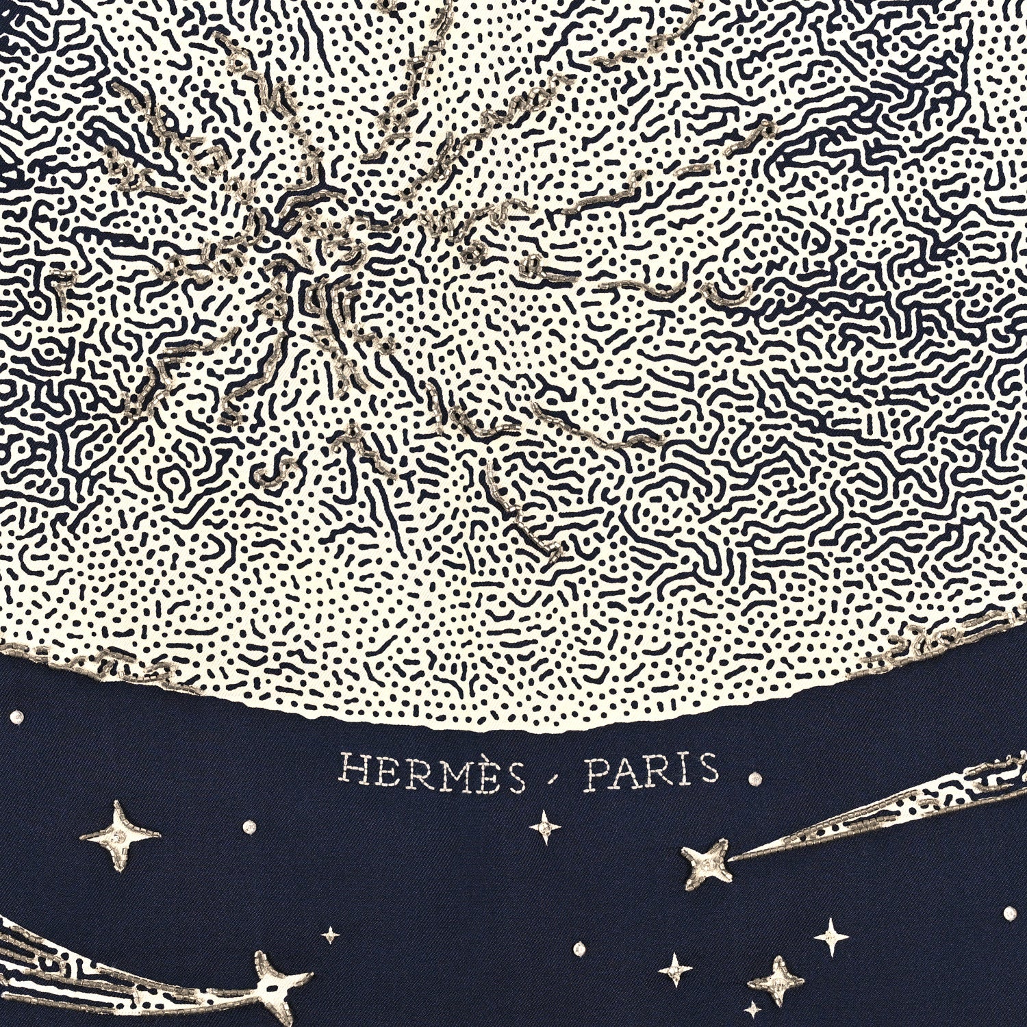 Hermes Silk Clair De Lune Double Face Scarf 90 Marine White Beige 2 of 3