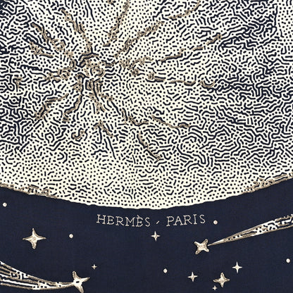 Hermes Silk Clair De Lune Double Face Scarf 90 Marine White Beige 2 of 3