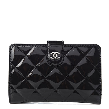 Chanel Patent Quilted Zip Pocket Wallet Black 1 of 11