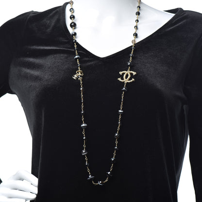 Chanel Beaded Sheep CC Long Necklace Gold Black 2 of 6