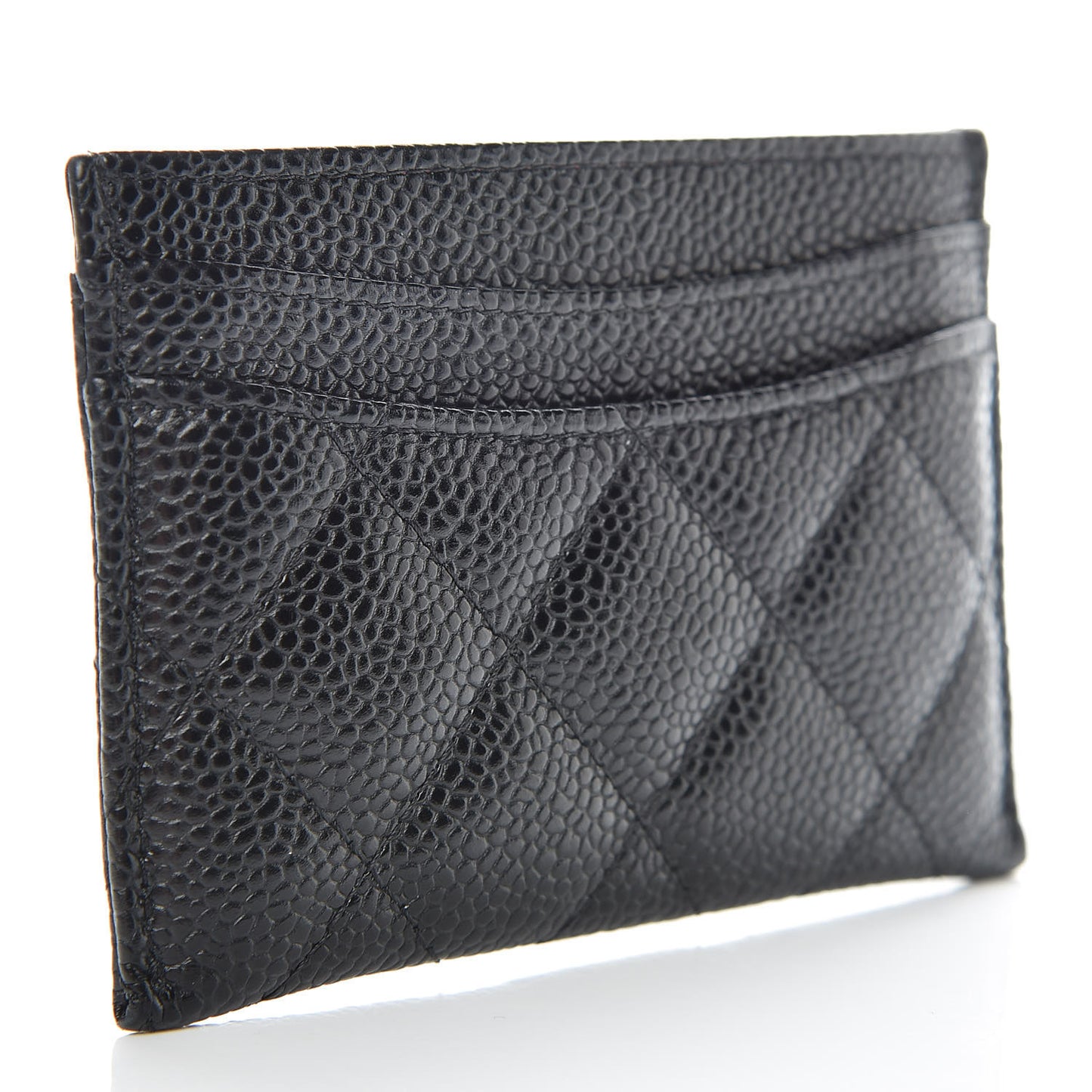 Caviar Quilted Card Holder Black