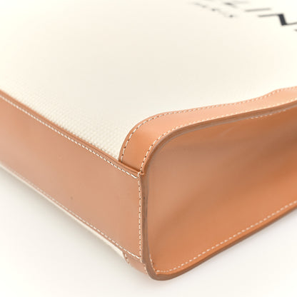 Celine Canvas Calfskin Logo Print Small Vertical Cabas Natural Tan 9 of 9