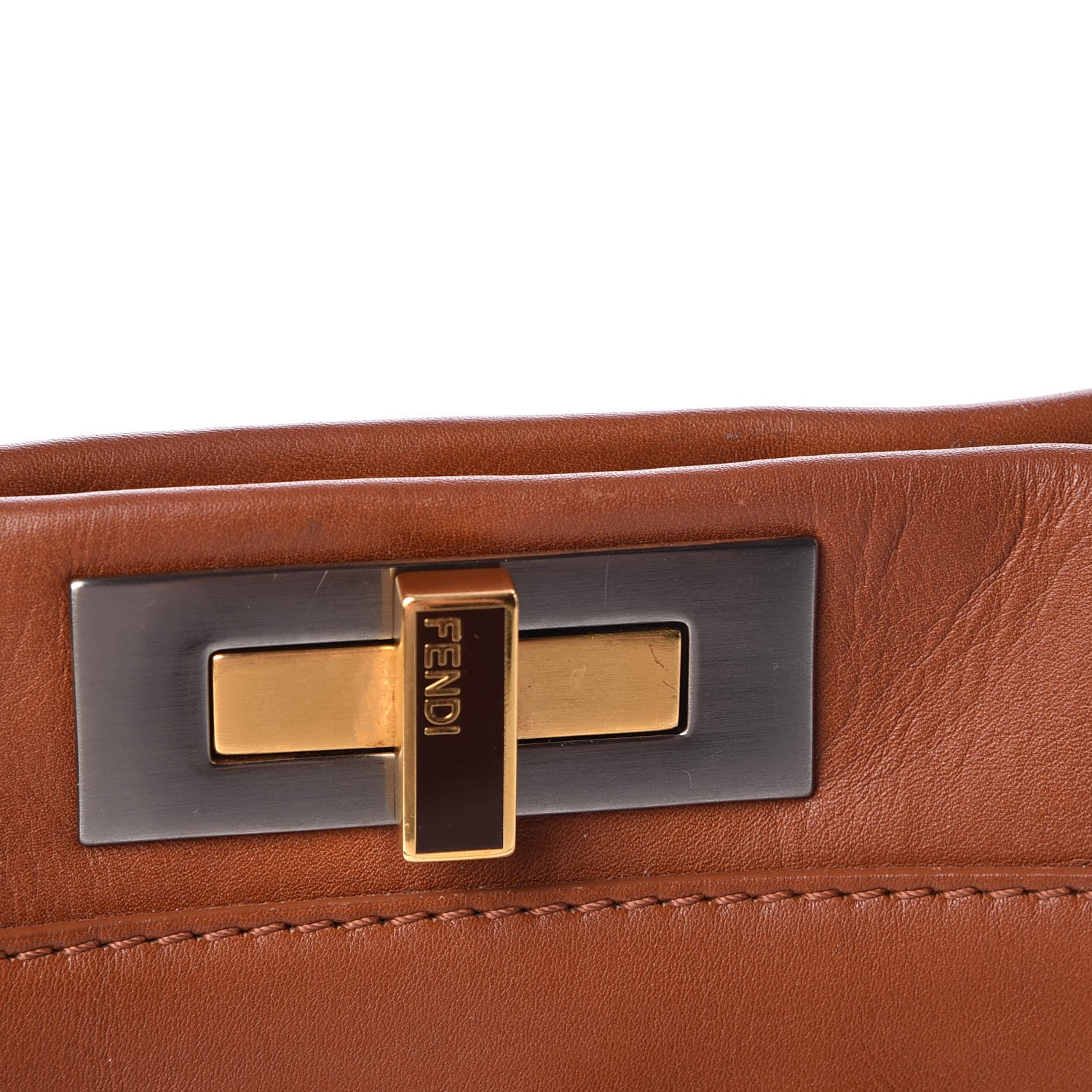 Fendi Vitello Suede Medium Peekaboo Iconic Satchel Cuoio Rame Moro 12 of 17