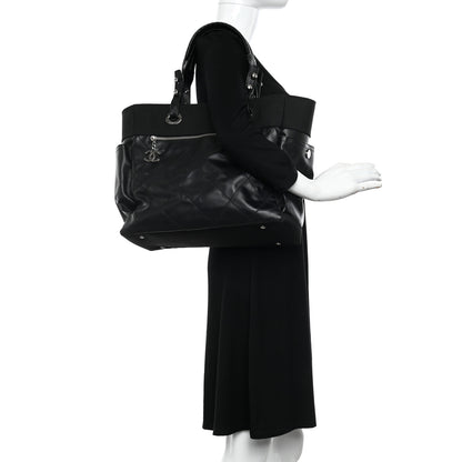 Chanel Coated Canvas Quilted Large Paris Biarritz Tote Black 2 of 14