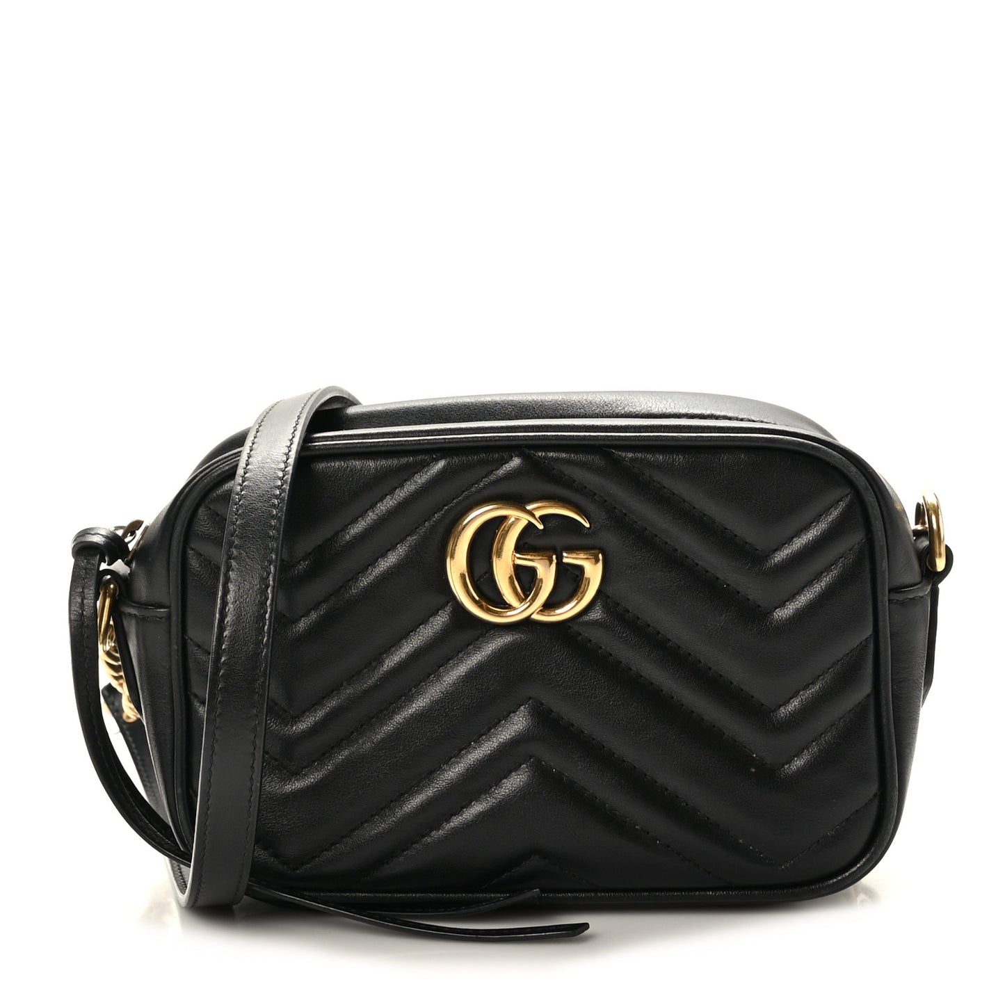Calfskin Matelasse Mini GG Marmont Chain Shoulder Bag Black