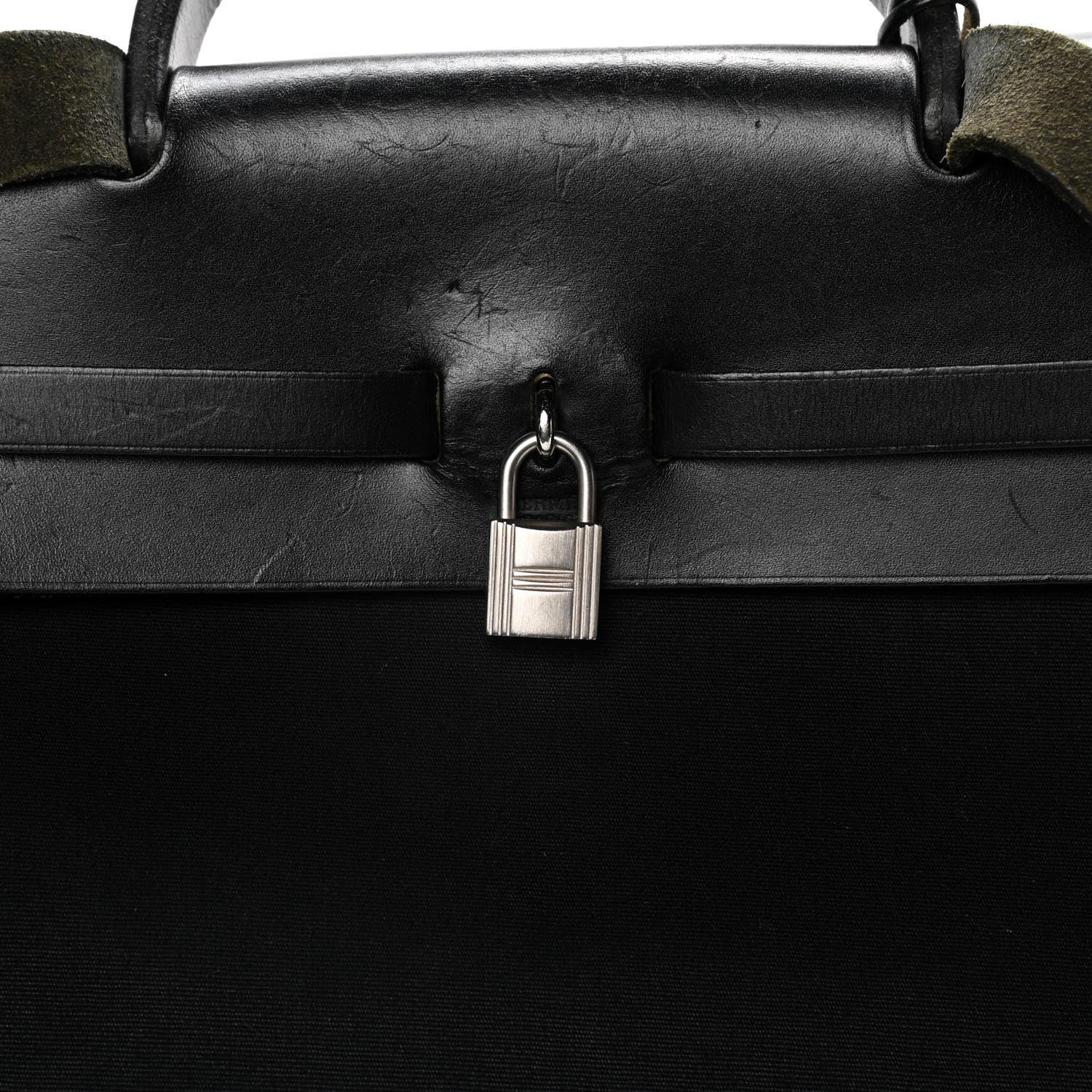 Hermes Toile Vache Calfskin Herbag 30 PM Black 17 of 22