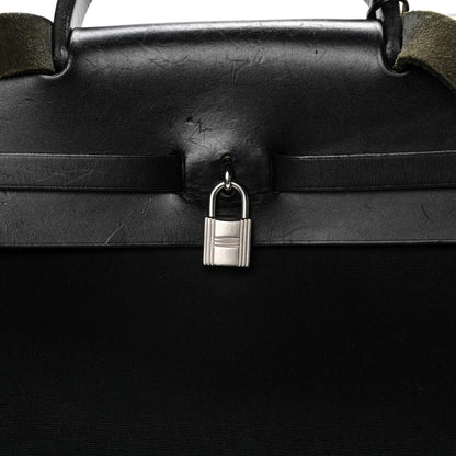 Hermes Toile Vache Calfskin Herbag 30 PM Black 17 of 22