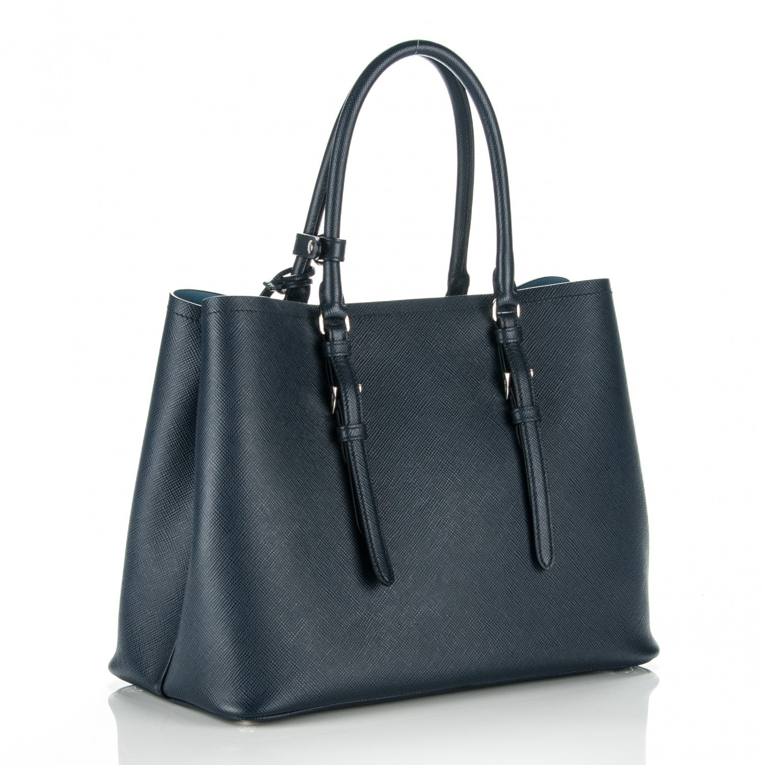 Prada Saffiano Cuir Medium Double Handle Tote Baltico Astrale 3 of 7