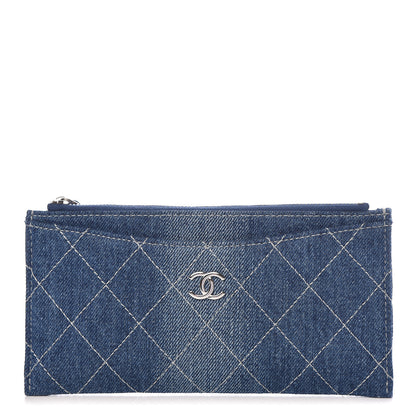 Chanel Denim Quilted Classic Zip Pouch Blue 1 of 8