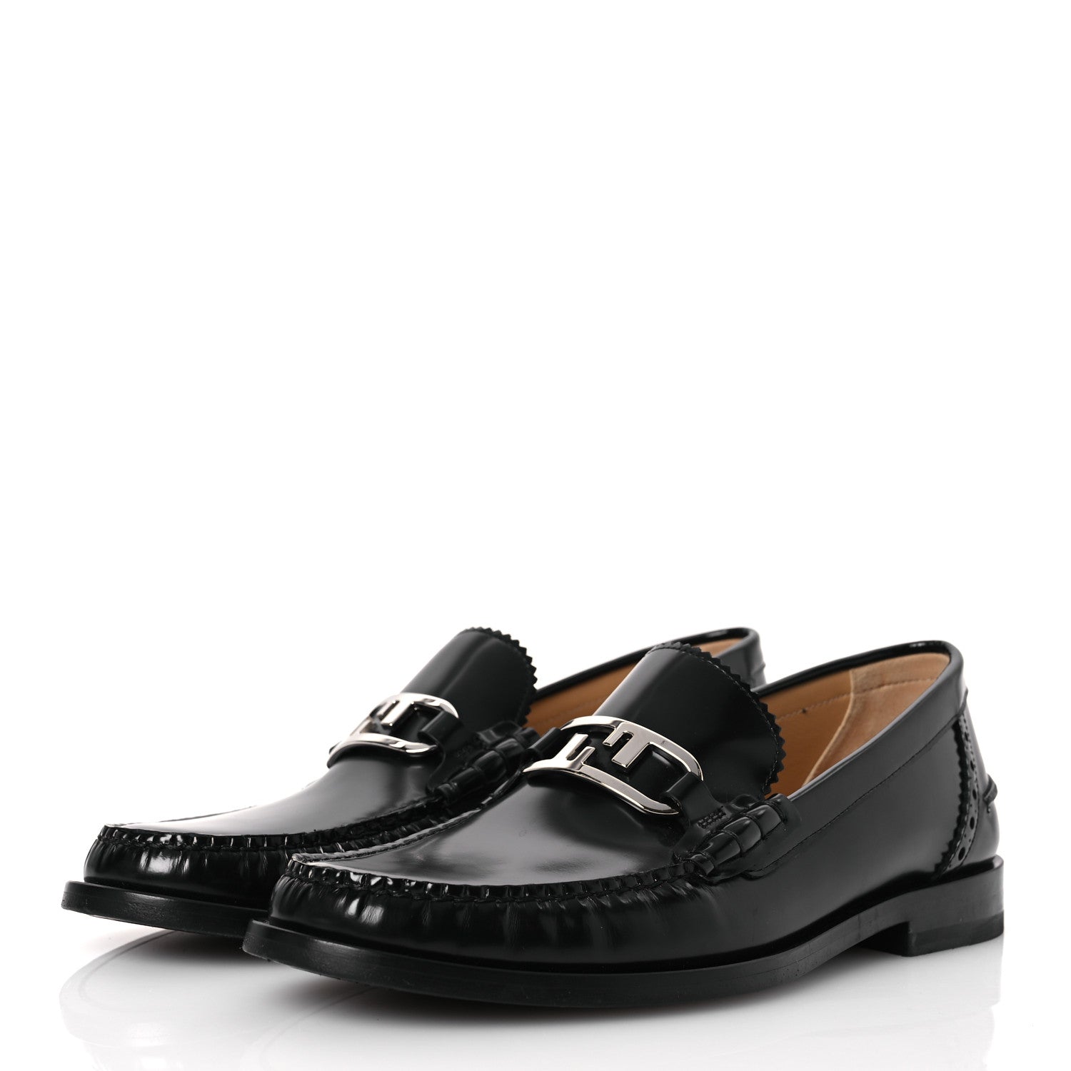 Fendi Vitello Mens O'Lock Loafers 8 Black 4 of 11