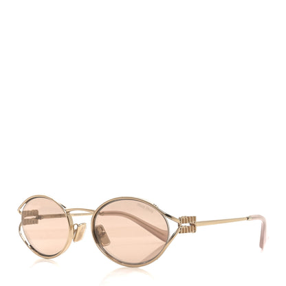Miu Miu Metal Oval Sunglasses SMU52Y Gold 1 of 7