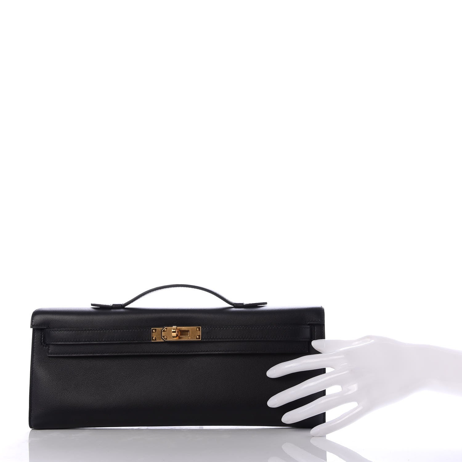 Hermes Swift Kelly Cut Clutch Pochette Black 2 of 9
