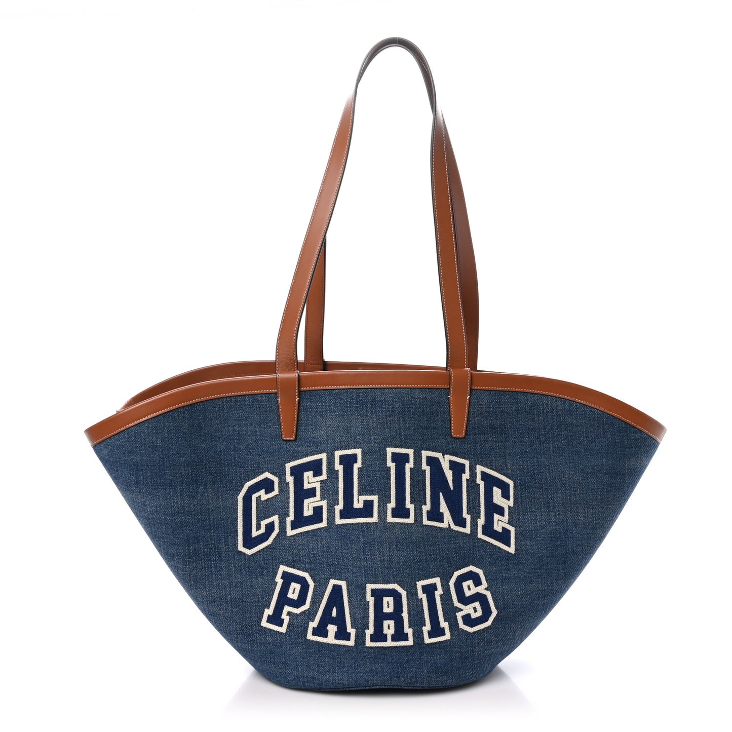 Denim Calfskin Large Couffin Logo Tote Blue