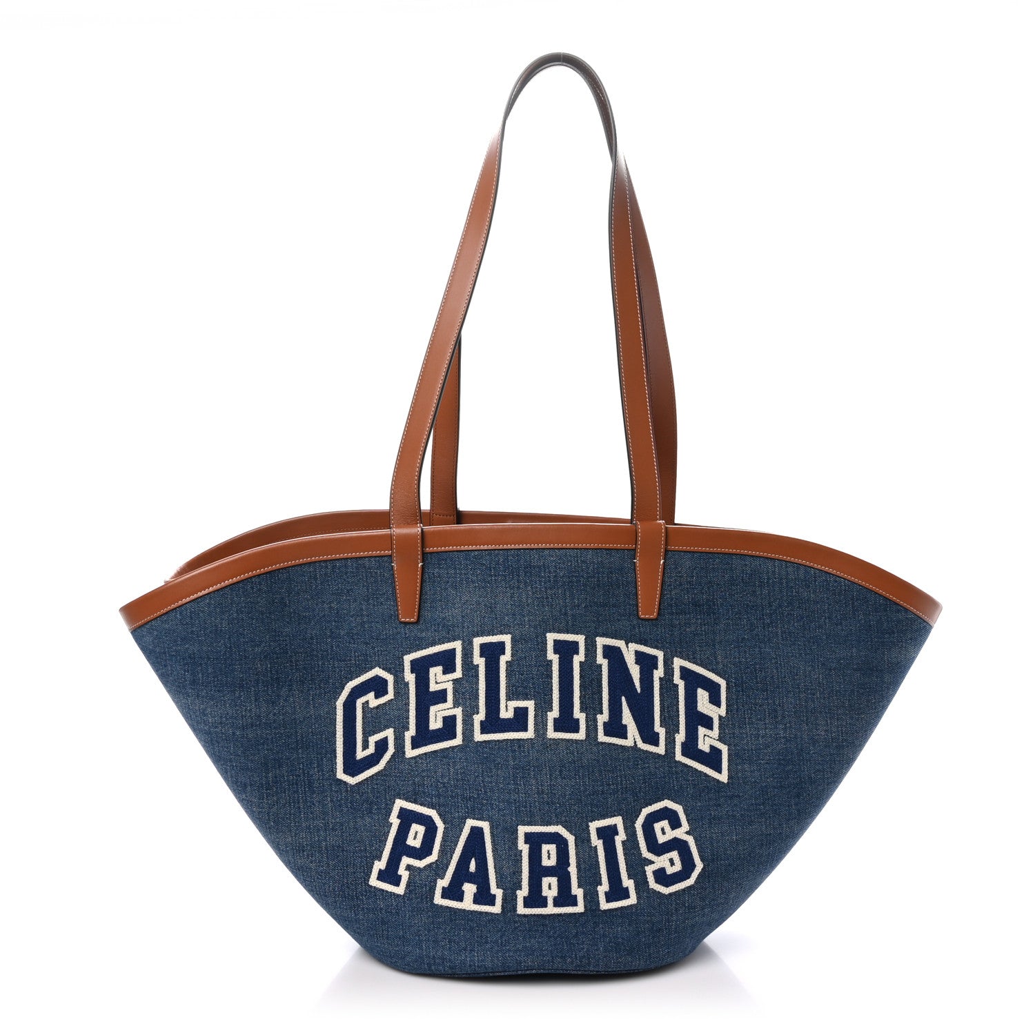 Celine Denim Calfskin Large Couffin Logo Tote Blue 1 of 10