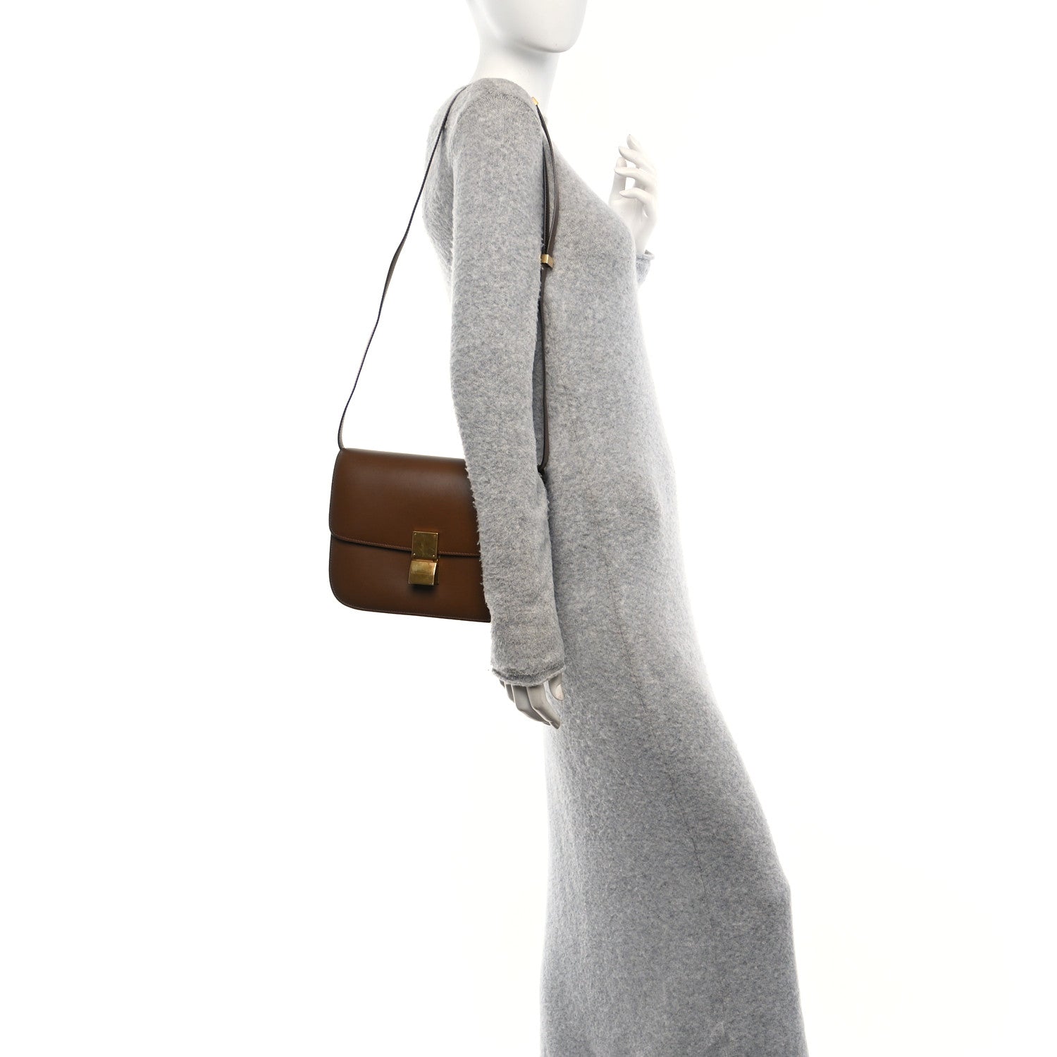 Celine Box Calfskin Medium Classic Box Flap Bag Taupe 2 of 9
