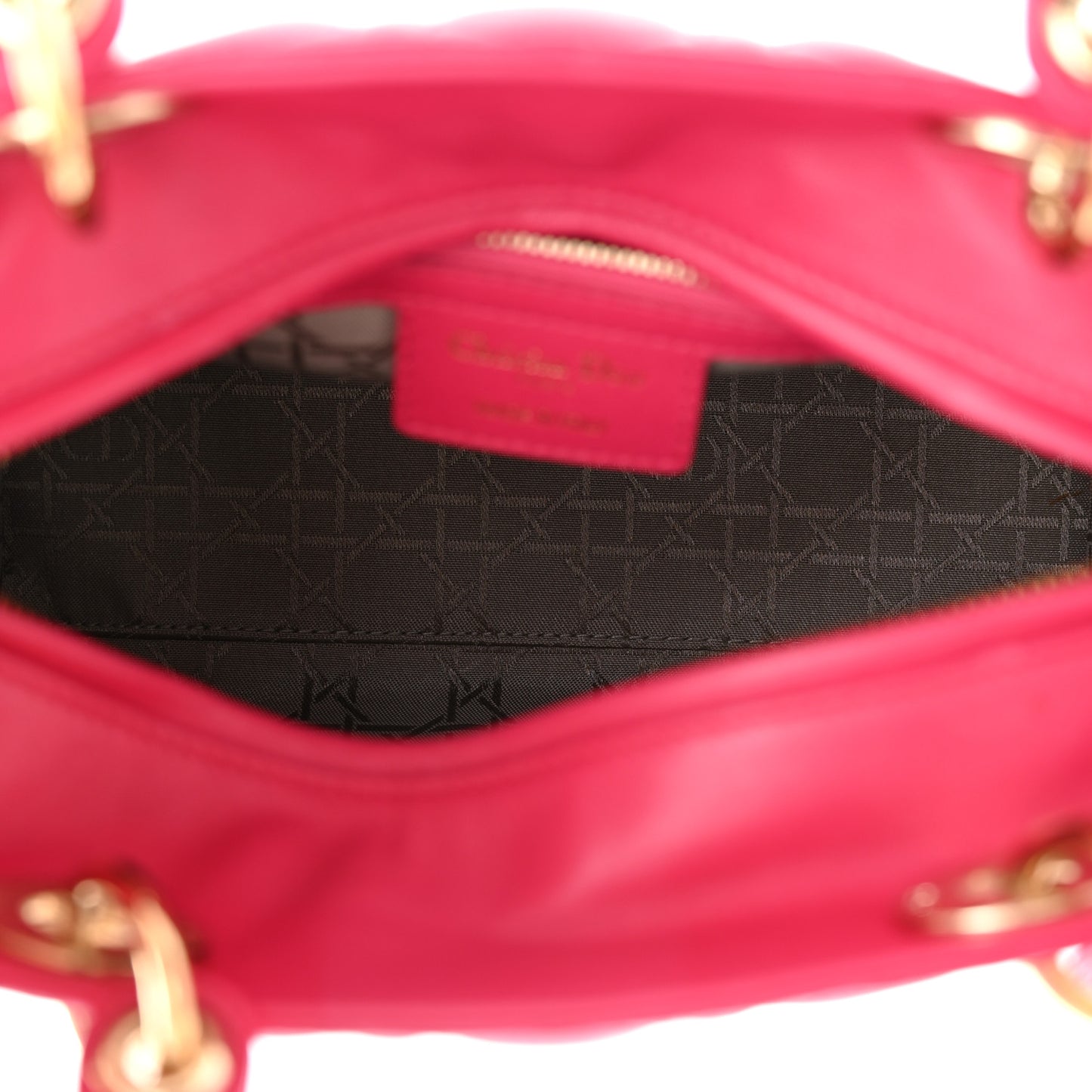 Lambskin Cannage Medium Lady Dior Fuchsia