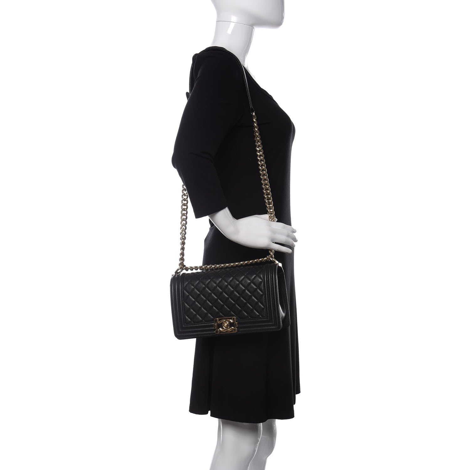 Chanel Caviar Quilted Medium Boy Flap Black 2 of 10