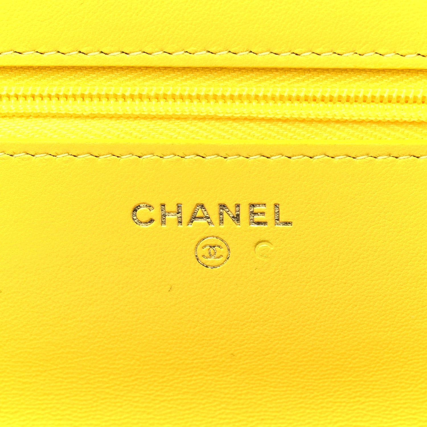 Chanel Lambskin Resin Quilted Wallet On Chain WOC Yellow 6 of 11
