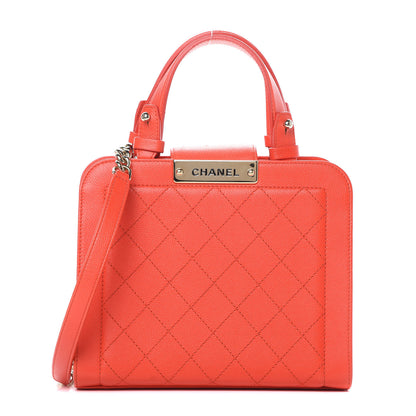 Chanel Grained Calfskin Stitched Small Label Click Shopper Tote Red 1 of 13