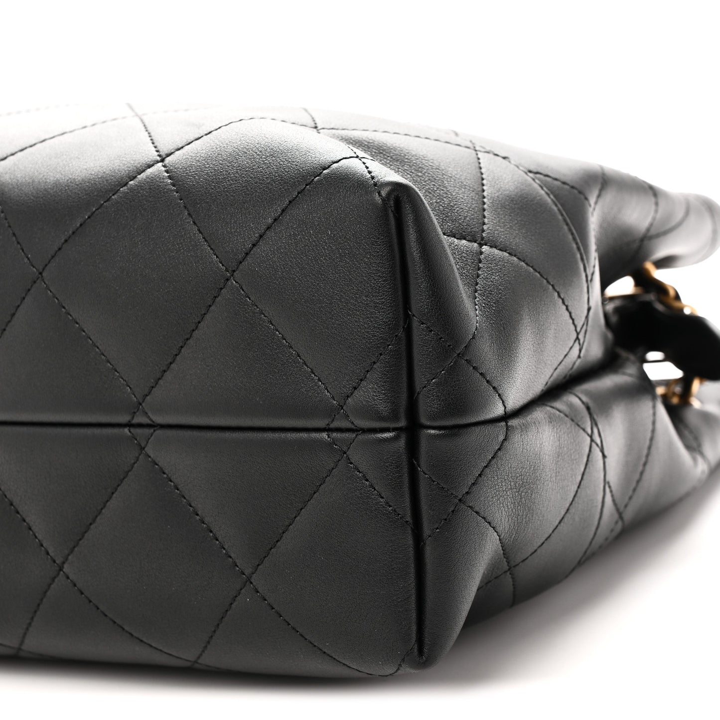 Calfskin Quilted Small Coco Base Shopping Bag Black