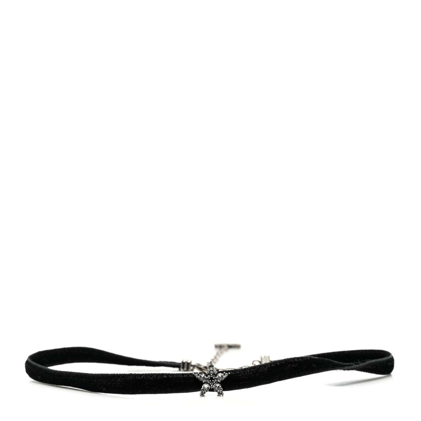 Velvet Crystal Star Choker Necklace Black