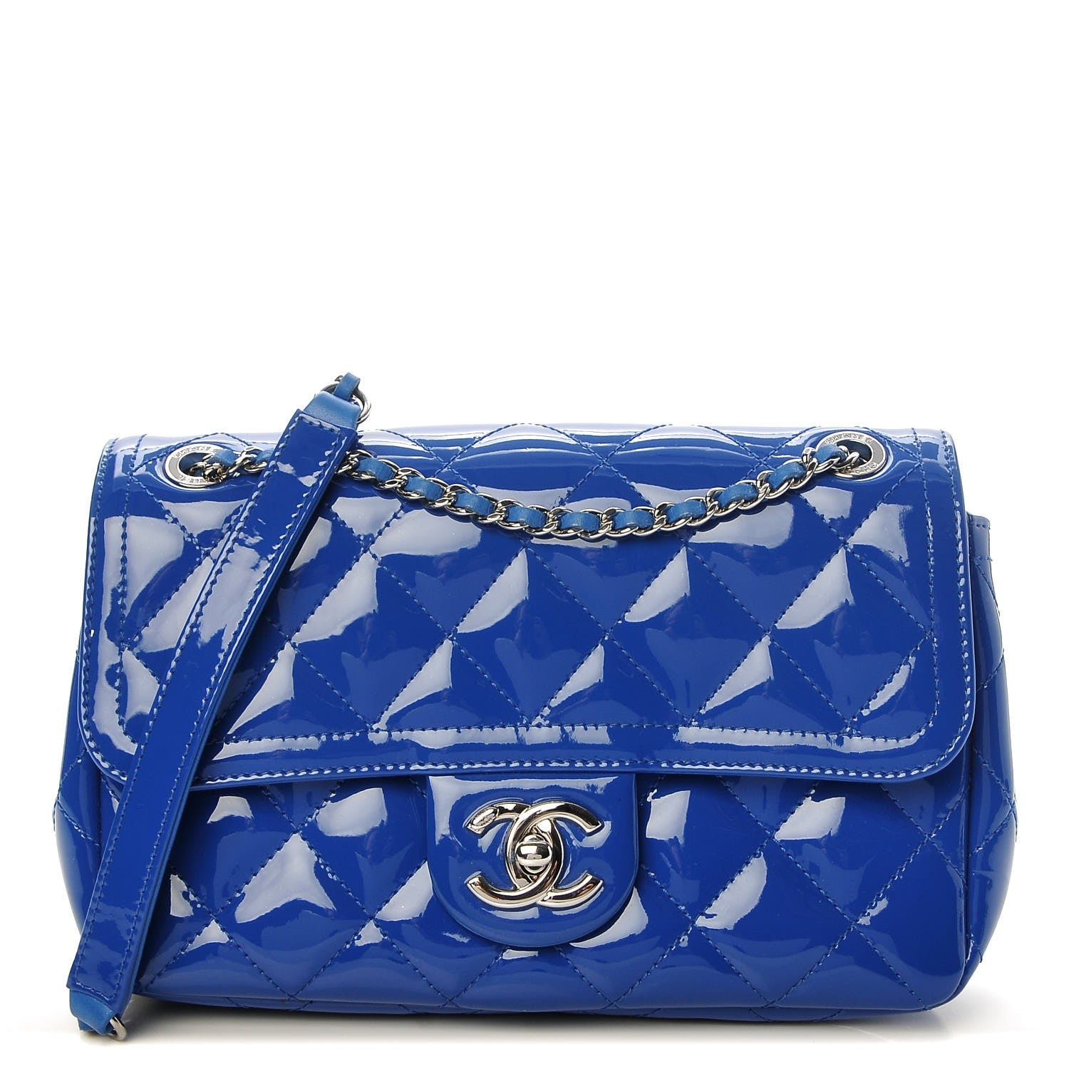 Chanel Patent Quilted Small Coco Shine Flap Blue 1 of 8