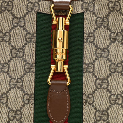 Gucci GG Supreme Monogram Azalea Calfskin Web Small Jackie 1961 Hobo Beige Ebony Brown Sugar 8 of 9