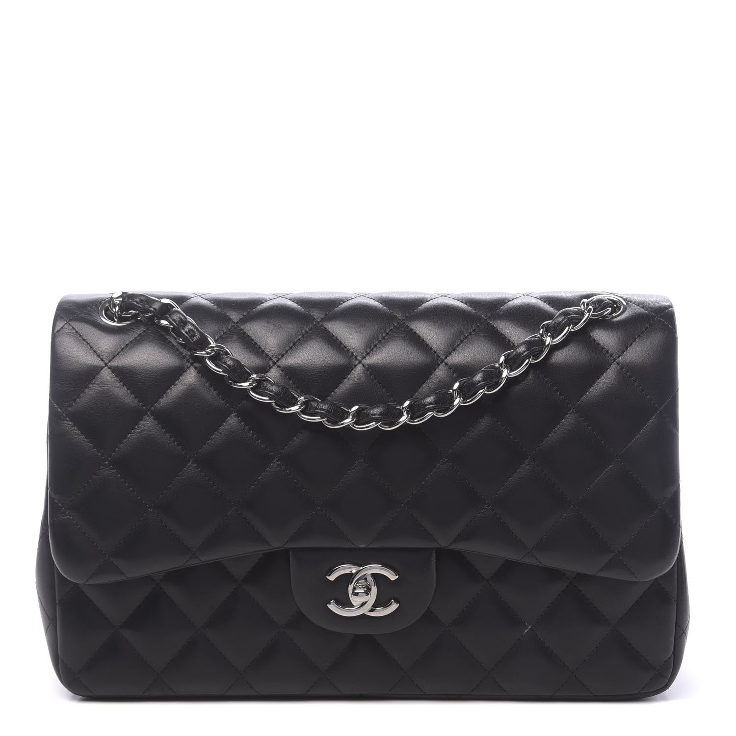 Chanel Lambskin Quilted Jumbo Double Flap Black 1 of 11