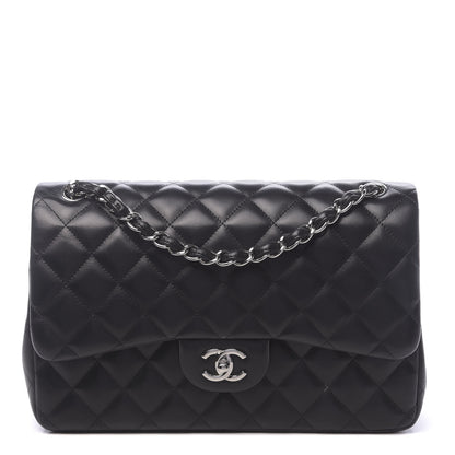 Chanel Lambskin Quilted Jumbo Double Flap Black 1 of 11