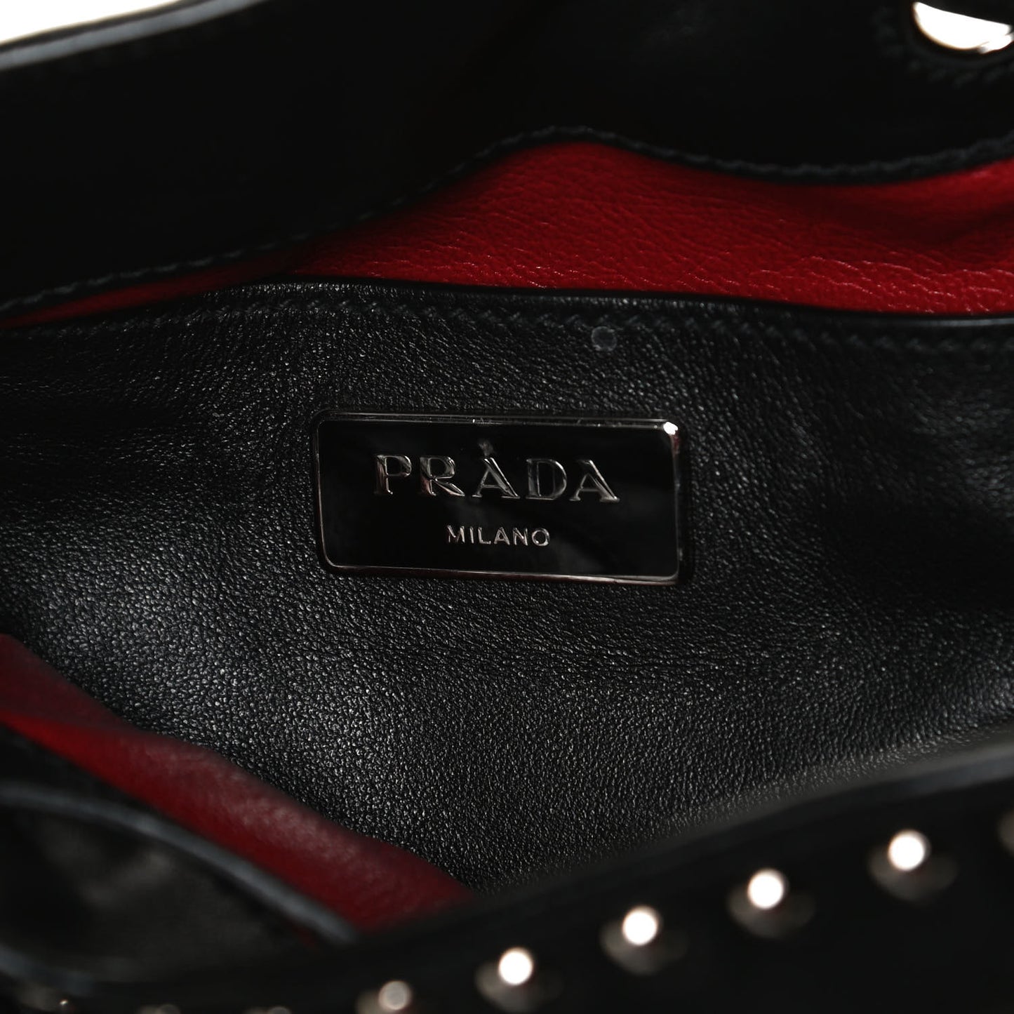 Soft Calf Studded Bucket Bag Black