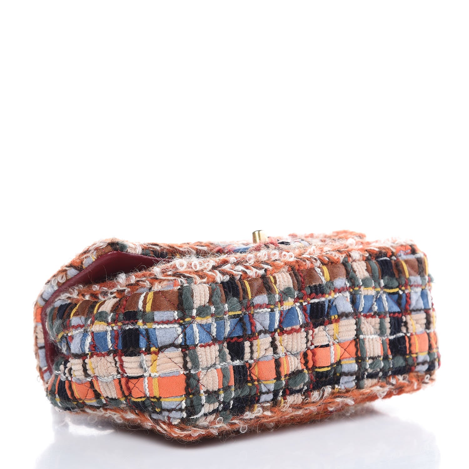 Chanel Tweed Quilted Mini Rectangular Flap Blue Orange Navy Beige 4 of 9