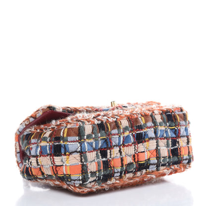 Chanel Tweed Quilted Mini Rectangular Flap Blue Orange Navy Beige 4 of 9