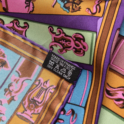 Hermes Silk Bibliotheque Pocket Square Violet Canard Vieux Rose 4 of 4