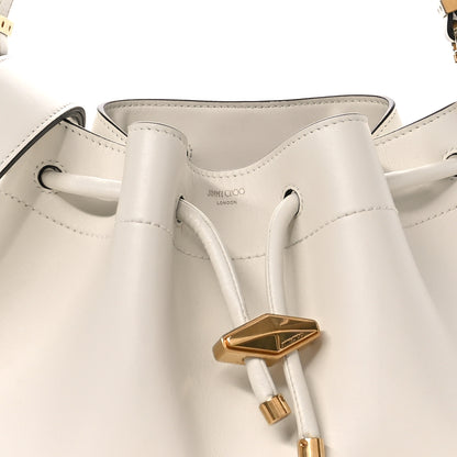 Jimmy Choo Smooth Shiny Calfskin Cinch M Bucket Bag White 8 of 12