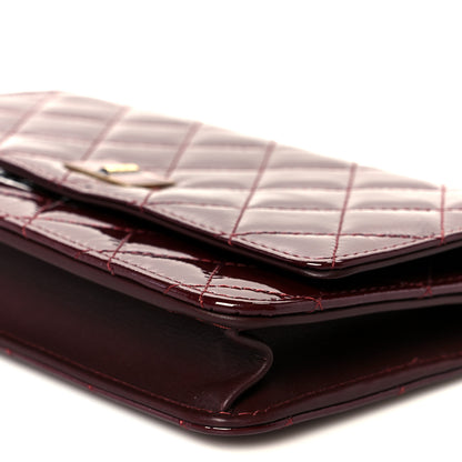 Chanel Patent Calfskin Quilted Reissue Wallet On Chain WOC Dark Red 11 of 12