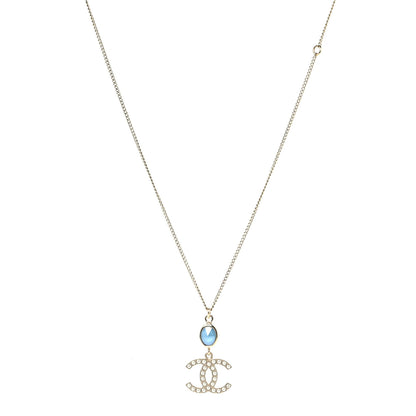 Chanel Pearl Crystal CC Pendant Necklace Gold 1 of 6