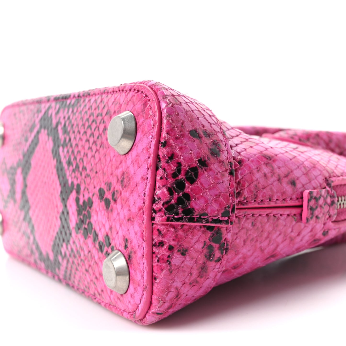 Calfskin Python Effect XXS Ville Top Handle Bag Fuchsia Black