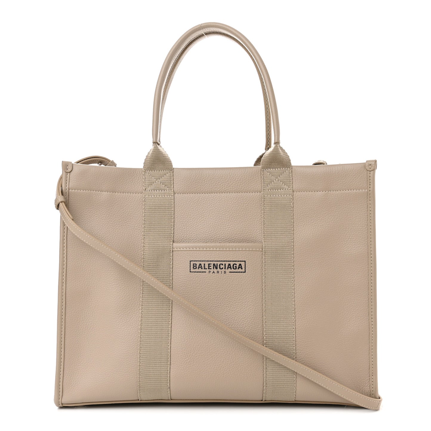 Grained Calfskin Hardware Tote Taupe