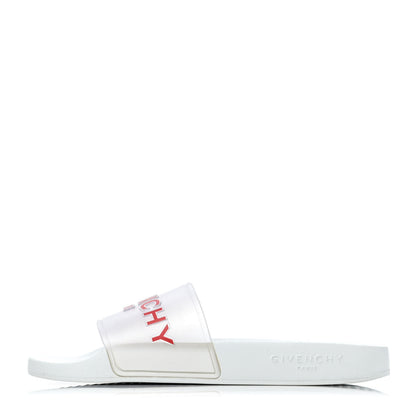 Givenchy Rubber Logo Womens Pool Slide Sandals 38 White Red 1 of 4