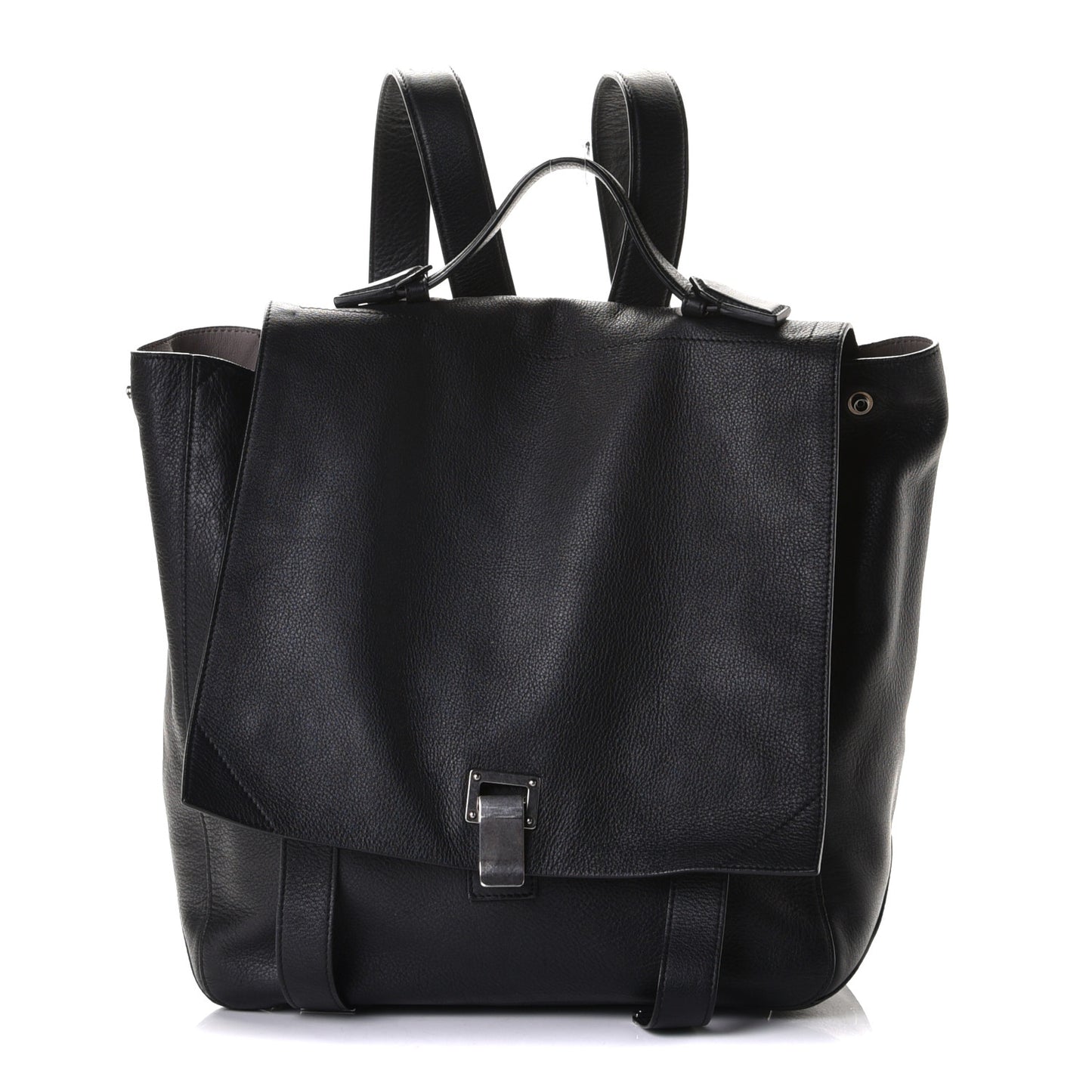 Pebbled Calfskin Large PS Courier Backpack Black
