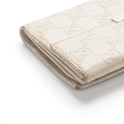 Gucci Guccissima Margaux Calfskin Metal Bar Continental Flap Wallet Mystic White 7 of 10