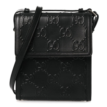 Gucci Calfskin GG Tennis Embossed Messenger Bag Black 2 of 21