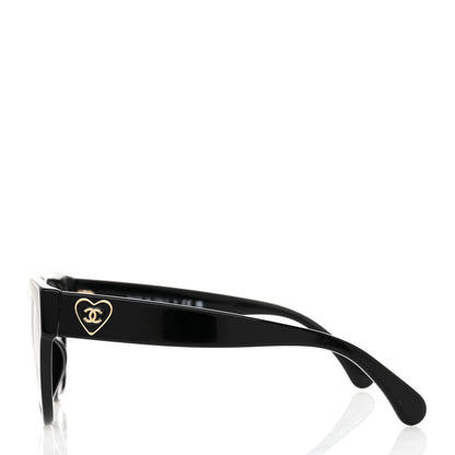 Chanel Acetate Enamel Heart Butterfly Sunglasses 5477-A Black 3 of 8