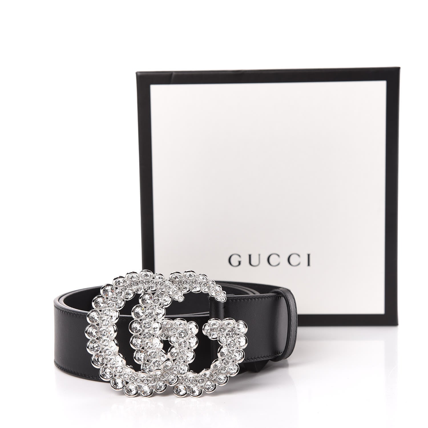 Gucci Calfskin Crystal Double G 40mm Belt 95 38 Black 7 of 7
