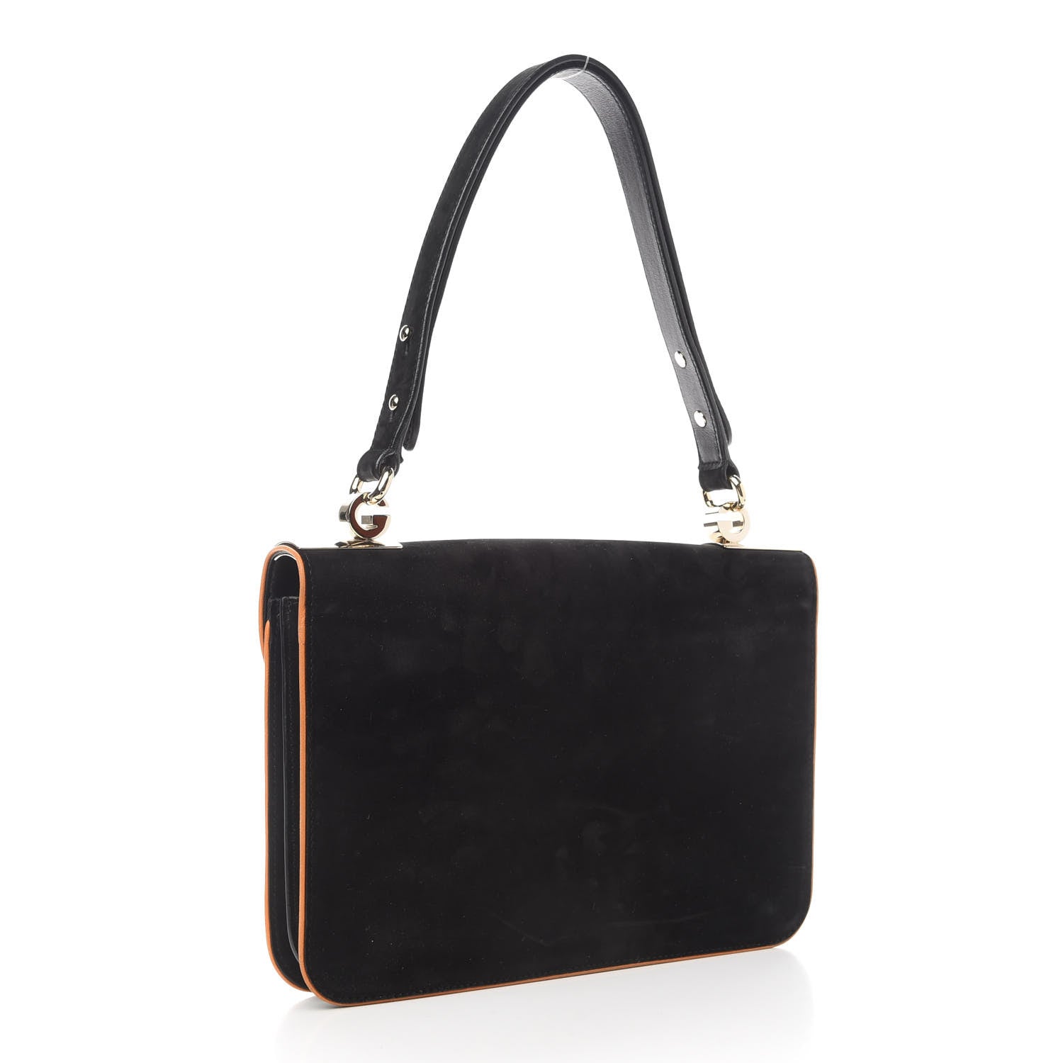Gucci Nubuck Medium 1973 Shoulder Flap Bag Black 3 of 10