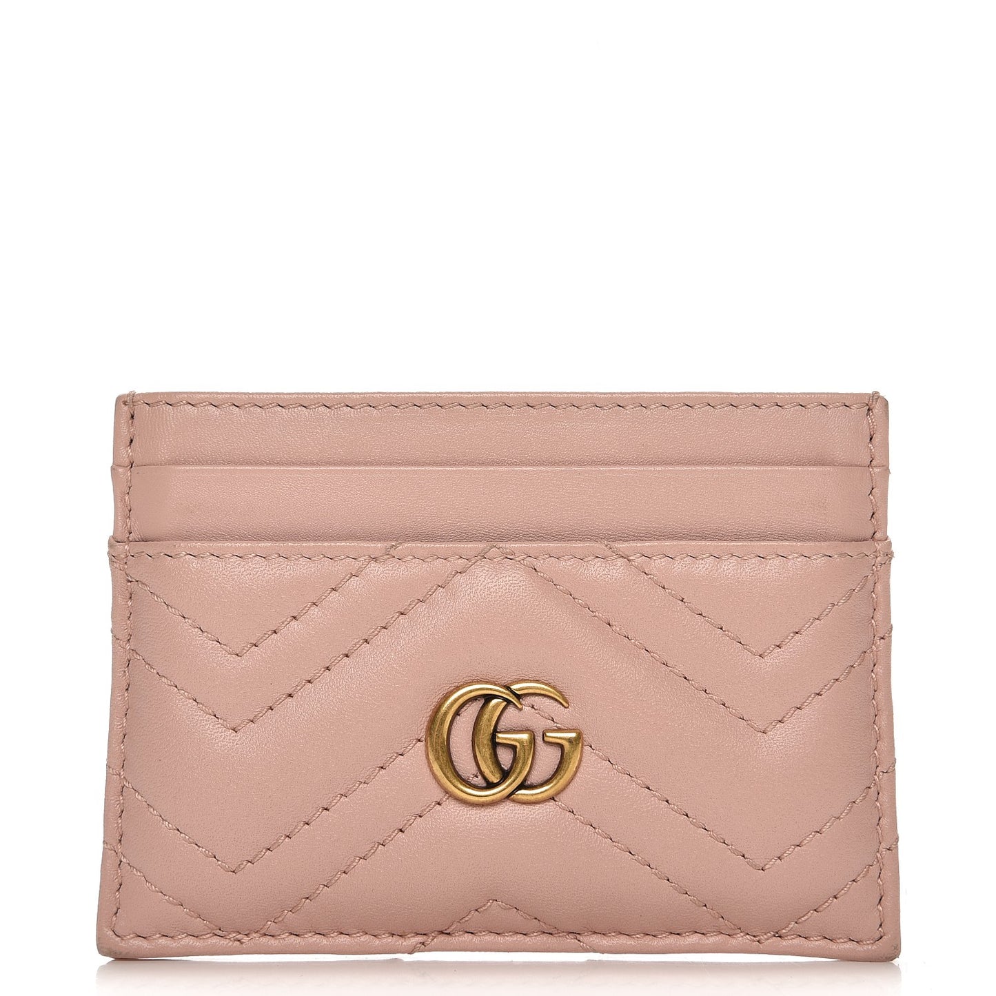 Calfskin Matelasse GG Marmont Card Holder Perfect Pink