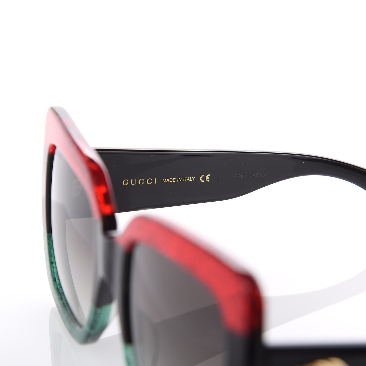 Square Frame GG0083S Sunglasses Glitter Red Black Green