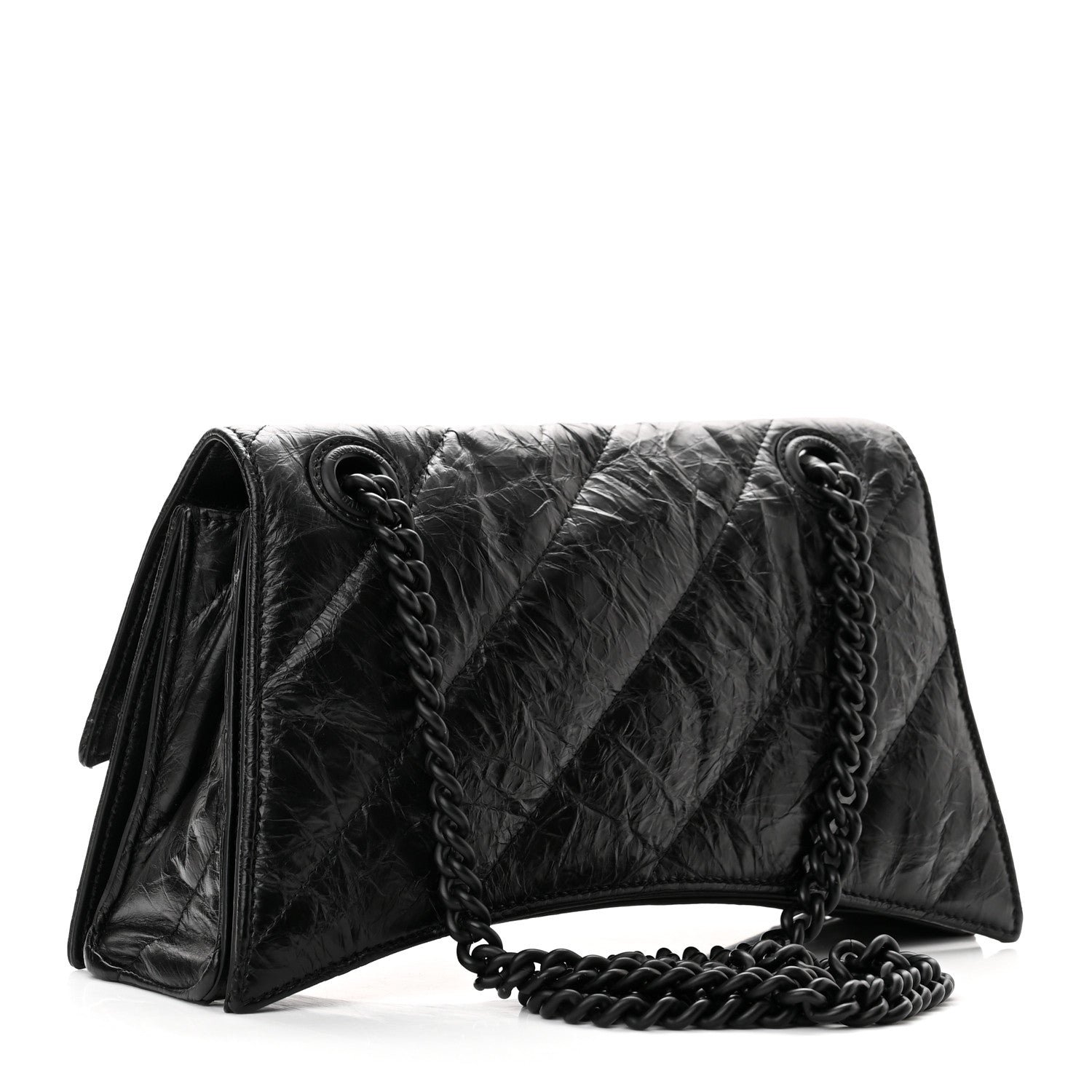 Balenciaga Crushed Calfskin Quilted Matte Black Hardware Small Crush Chain Bag Black 3 of 9